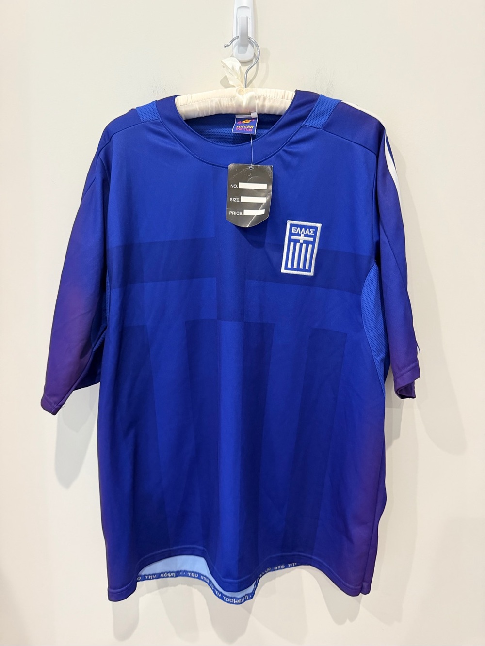 VTG. Greece Soccer Jersey XL Blue Hellas Ελλάς Football Shirt NWT Thailand FIFA
